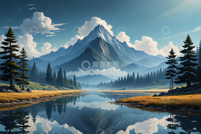 高清大图下载【趣麦麦图】山水森林自然风光全景