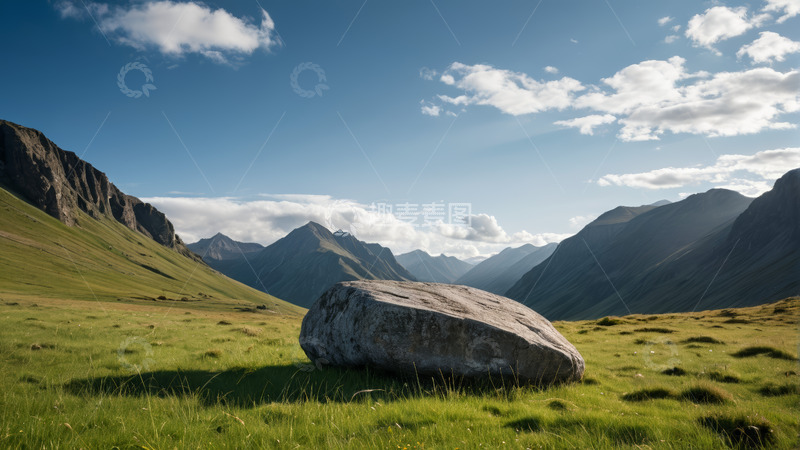 高清大图下载【趣麦麦图】-高山草甸巨石自然风光