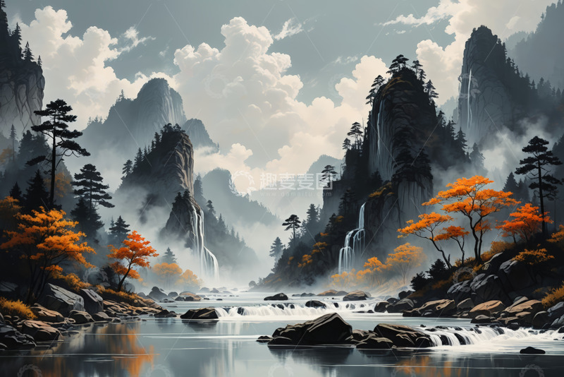 高清大图下载【趣麦麦图】山水间的自然风景