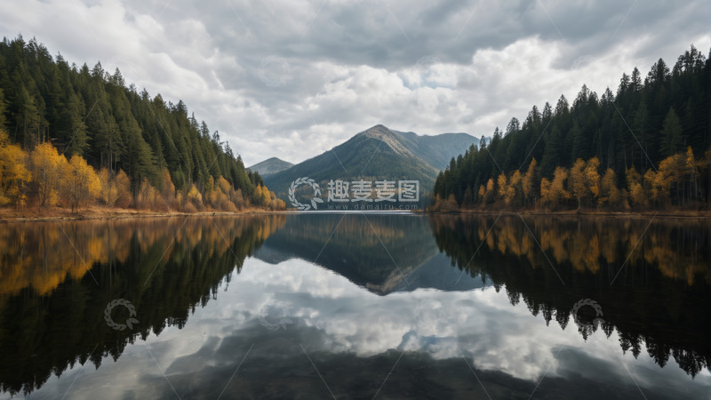 高清大图下载【趣麦麦图】山林湖泊自然风光全景