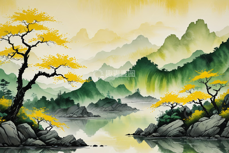 高清大图下载【趣麦麦图】中式山水风景意境画面