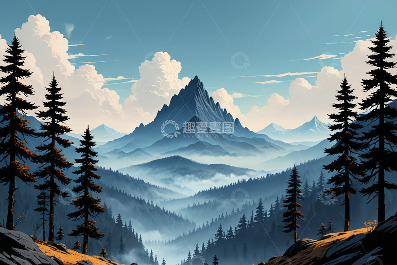 高清大图下载【趣麦麦图】山林自然风光全景