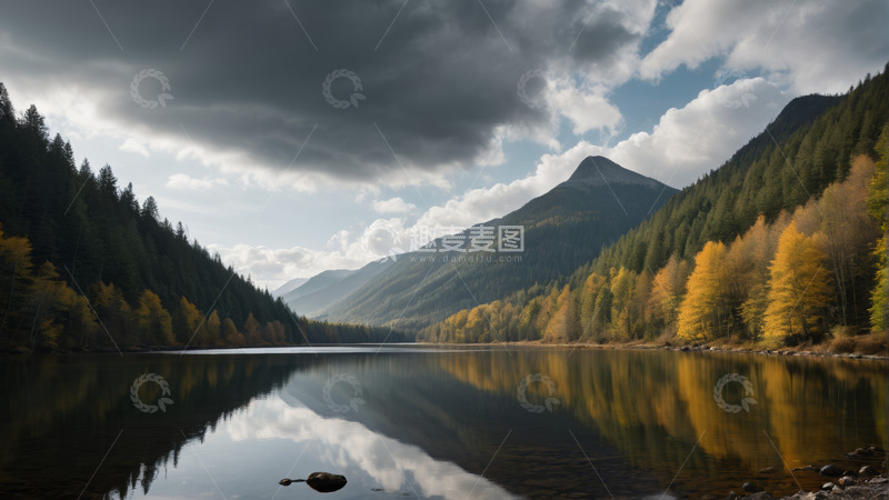 高清大图下载【趣麦麦图】山林湖泊自然风光全景