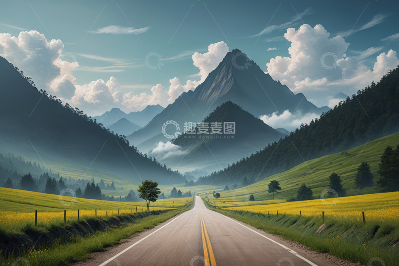 高清大图下载【趣麦麦图】山间公路自然风光