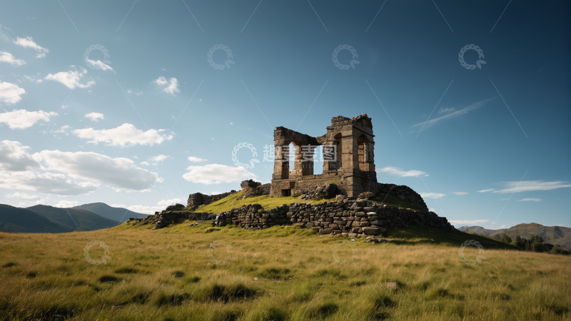 高清大图下载【趣麦麦图】草原上的古老建筑遗迹