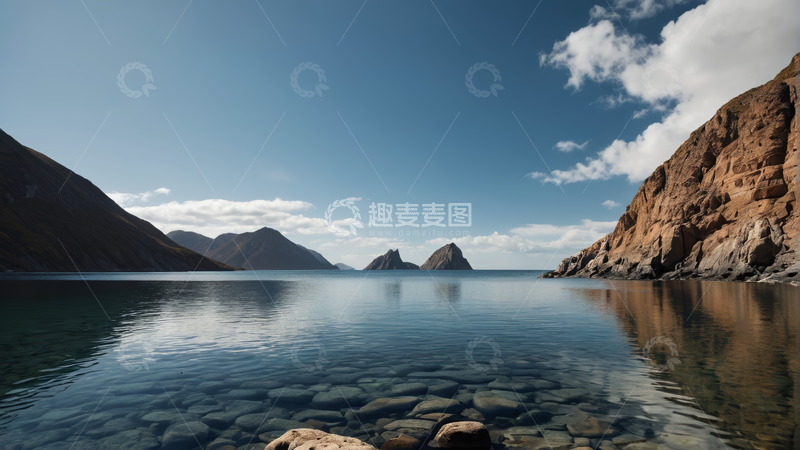 高清大图下载【趣麦麦图】山水相依的宁静湖泊风光