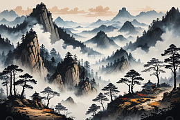 中国风山水景观