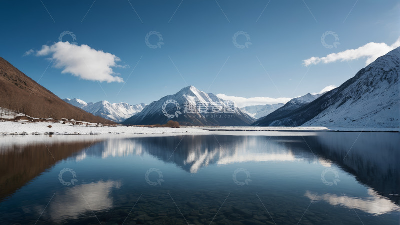 高清大图下载【趣麦麦图】雪山湖泊自然风光