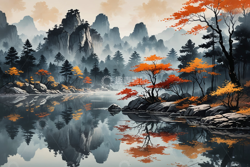 高清大图下载【趣麦麦图】山水间秋景自然风光