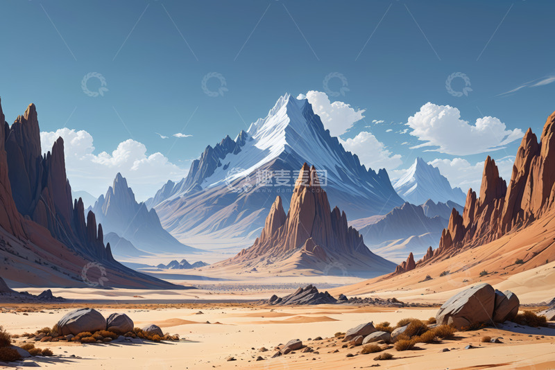 高清大图下载【趣麦麦图】沙漠山地自然风光全景