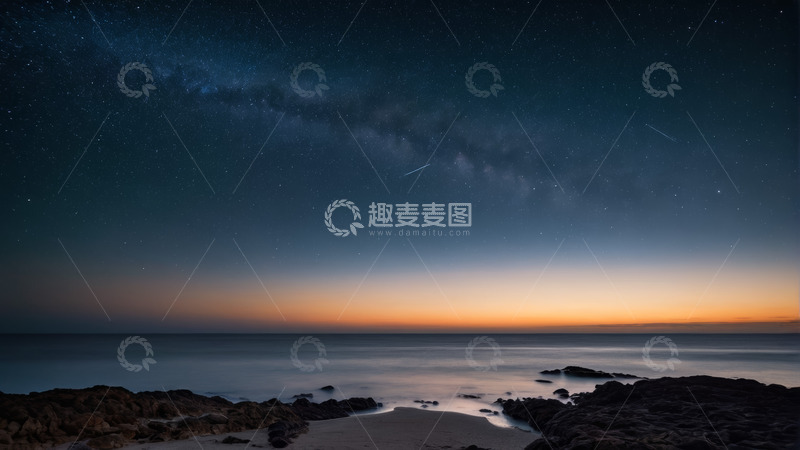 高清大图下载【趣麦麦图】海边星空夜景