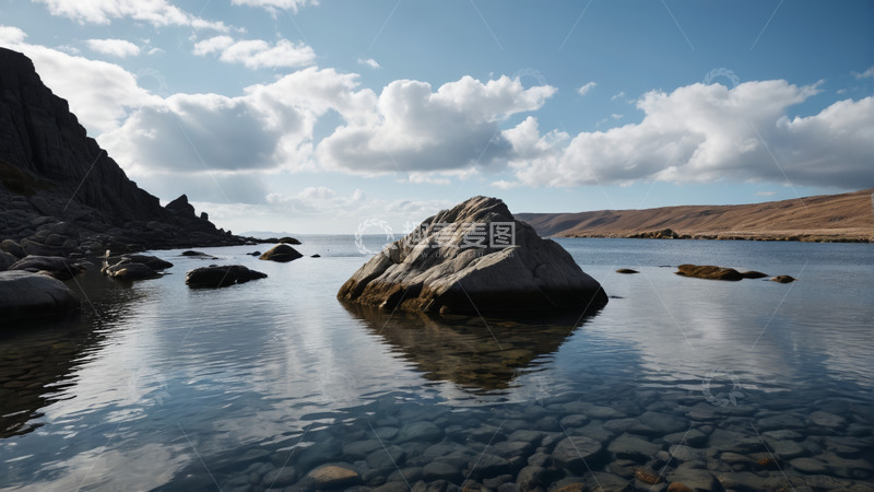 高清大图下载【趣麦麦图】水面岩石自然风光