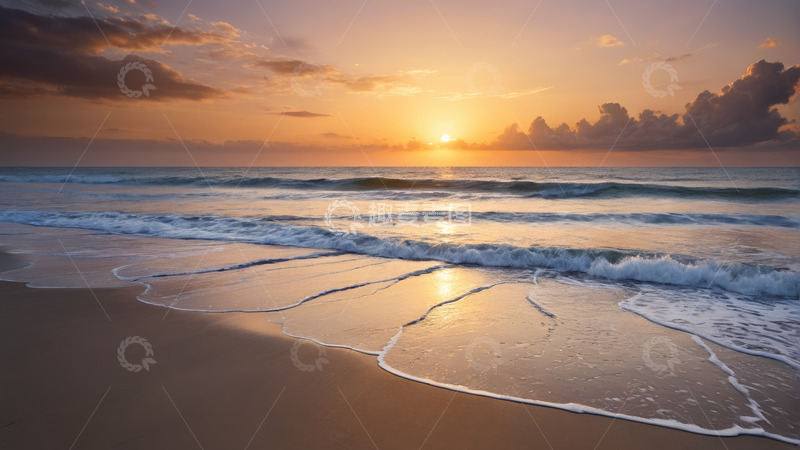 高清大图下载【趣麦麦图】海滩日落海浪风景