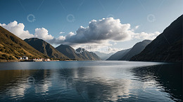 山水相依的宁静湖景