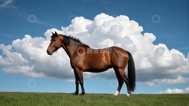 高清大图下载【趣麦麦图】草原上站立的骏马