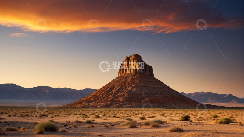 高清大图下载【趣麦麦图】沙漠中岩石景观日落景象