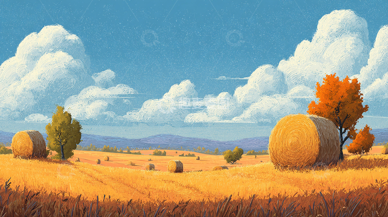 高清大图下载【趣麦麦图】秋日田野金色麦浪