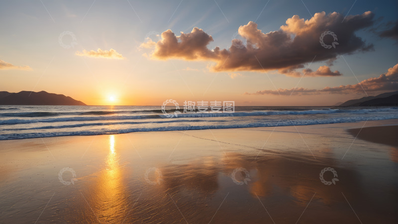 高清大图下载【趣麦麦图】海滩日落自然风光