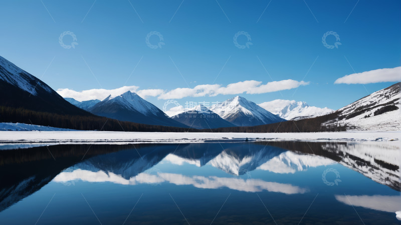 高清大图下载【趣麦麦图】雪山湖泊自然景观