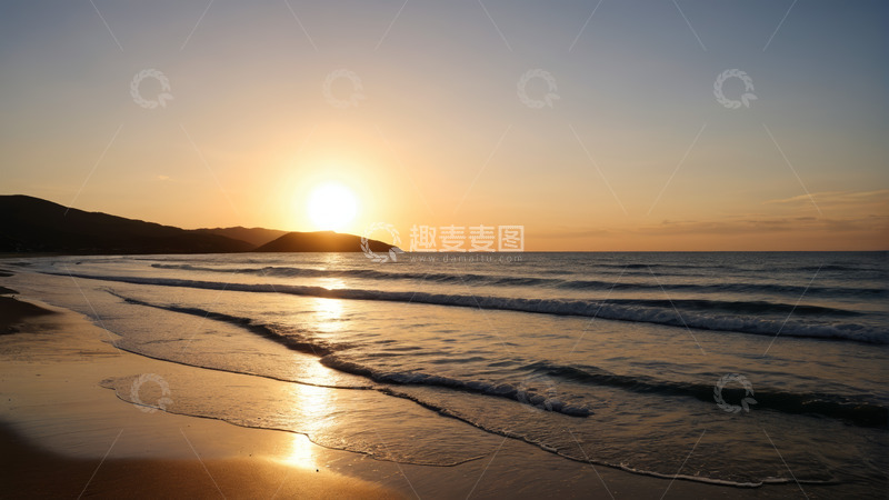 高清大图下载【趣麦麦图】海滩日落自然风光