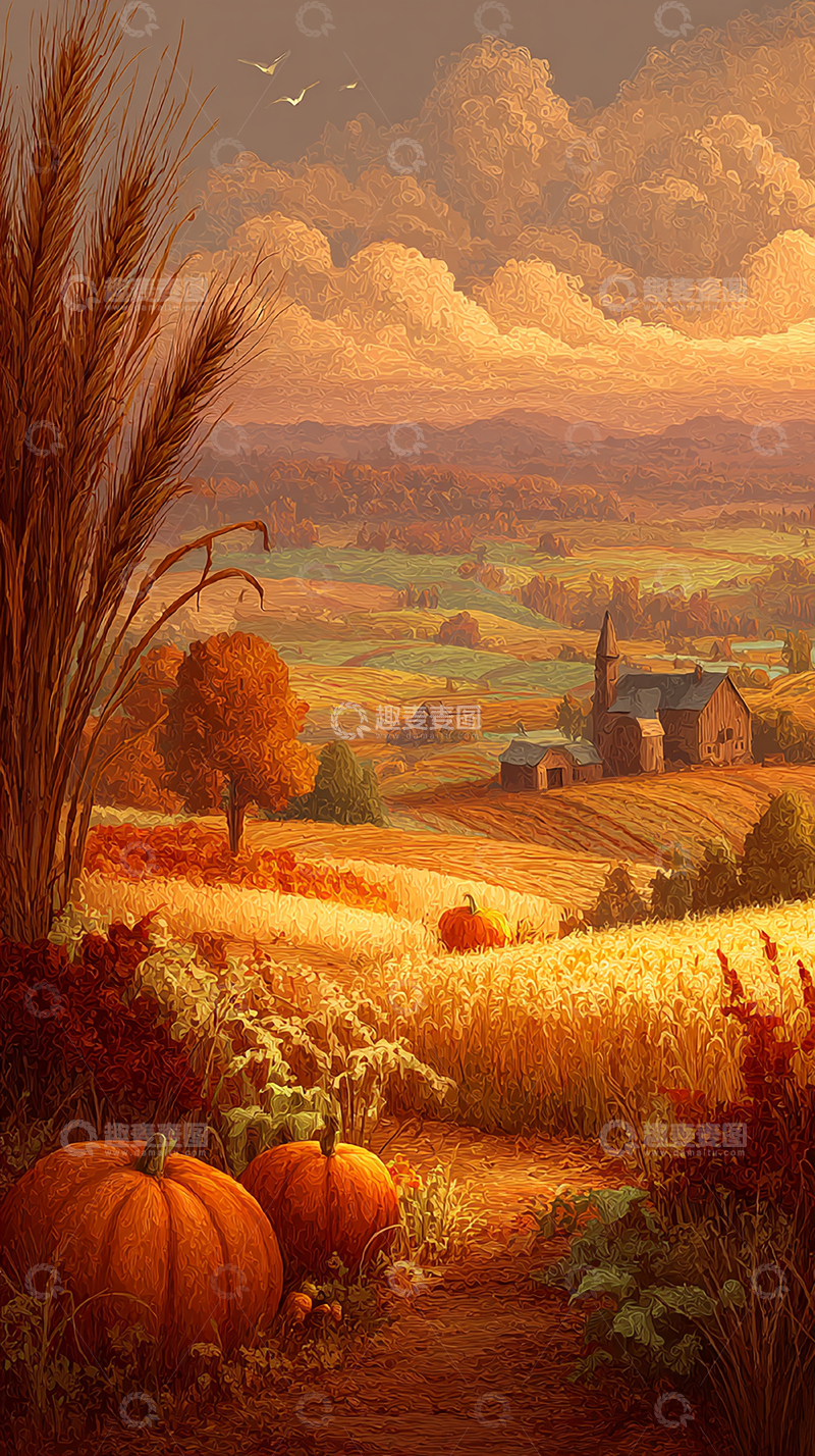 高清大图下载【趣麦麦图】秋日乡村丰收景象