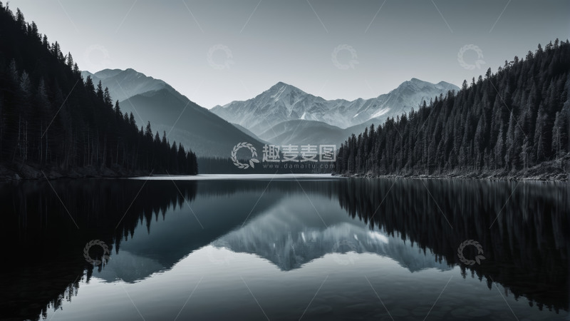 高清大图下载【趣麦麦图】山林湖泊自然风光全景