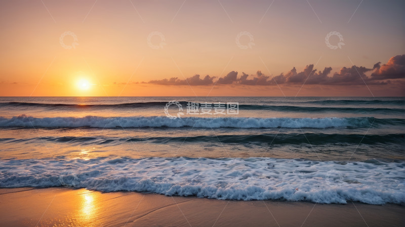 高清大图下载【趣麦麦图】海滩日落海洋风景