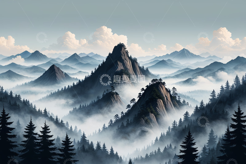 高清大图下载【趣麦麦图】山林云海自然风光