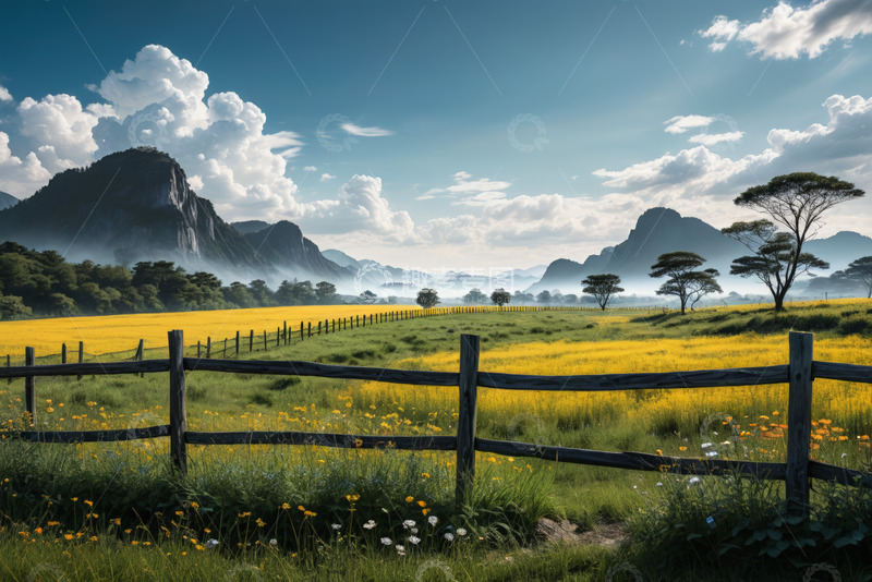 高清大图下载【趣麦麦图】田野山间风景图