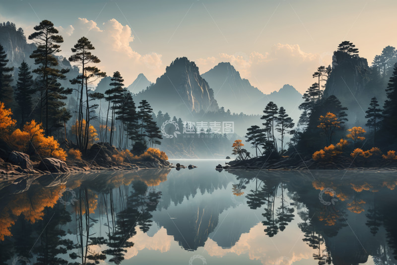 高清大图下载【趣麦麦图】山水相依的自然风光