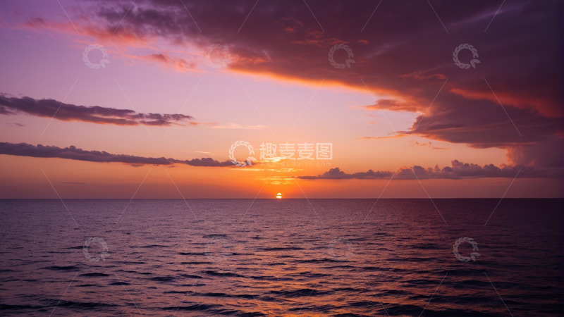 高清大图下载【趣麦麦图】海上日落全景
