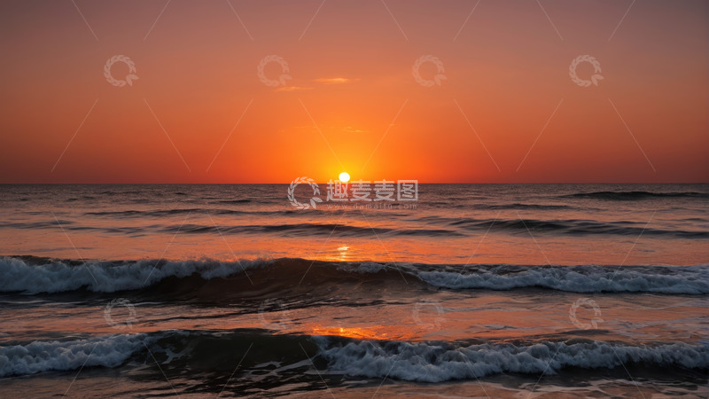 高清大图下载【趣麦麦图】海上日落自然风光