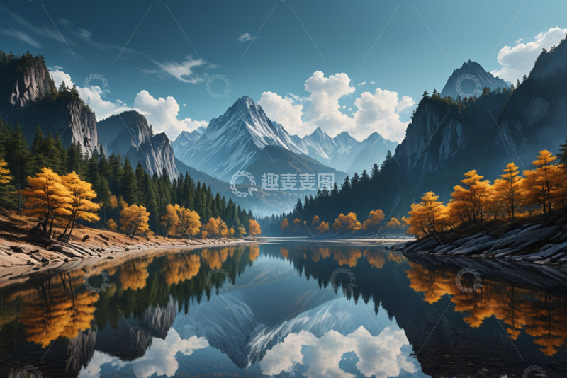 高清大图下载【趣麦麦图】山水间秋日自然风光全景