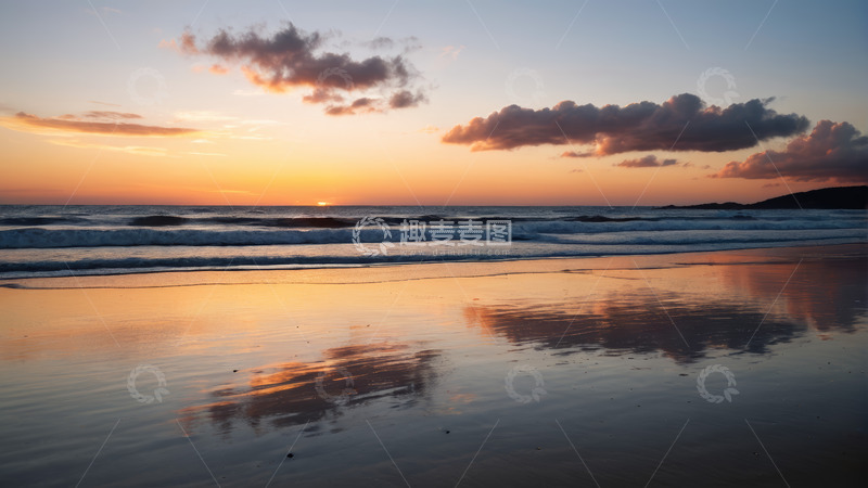 高清大图下载【趣麦麦图】海滩日落自然风光