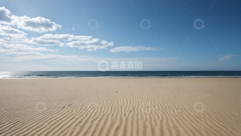 高清大图下载【趣麦麦图】空旷海滩与海洋天空景色