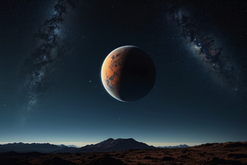 宇宙中行星与星空景观