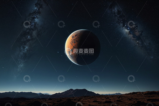 宇宙中行星与星空景观