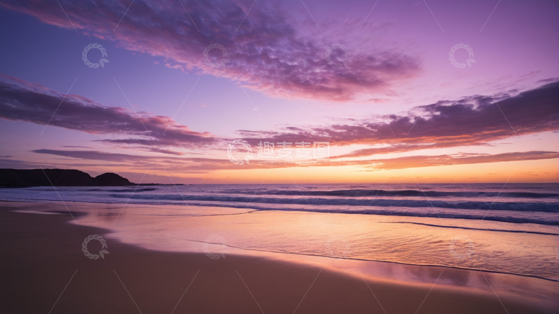 高清大图下载【趣麦麦图】海滩日落时分的自然风光