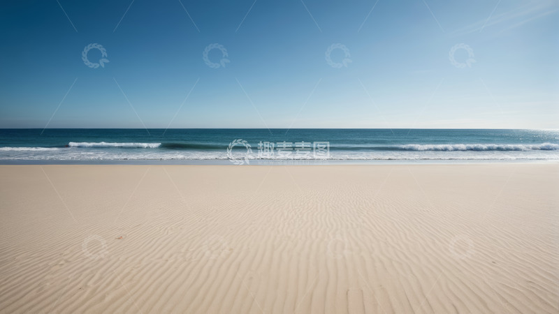 高清大图下载【趣麦麦图】晴朗天气下的海滩与海洋景观