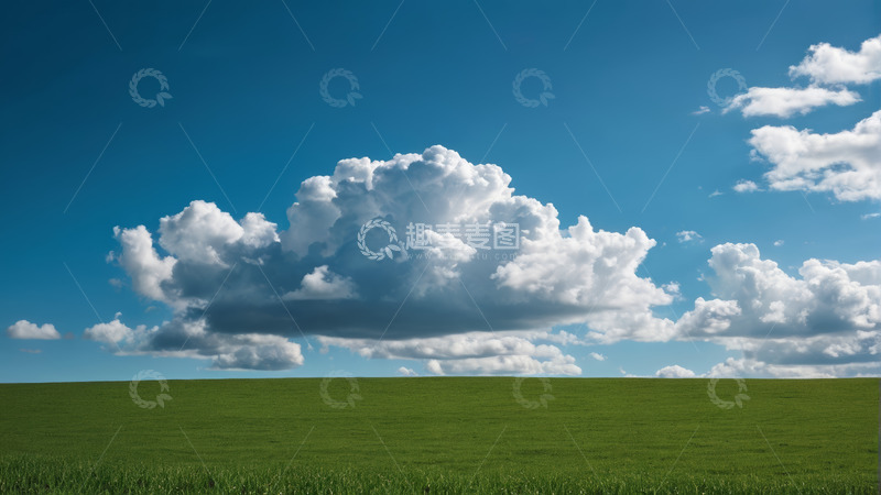 高清大图下载【趣麦麦图】广阔绿草地与蓝天白云风景