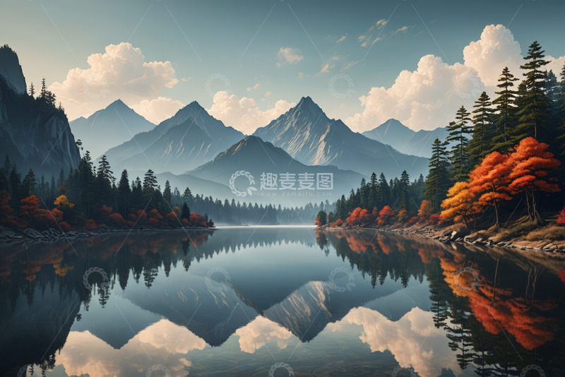 高清大图下载【趣麦麦图】山水湖泊自然风光全景