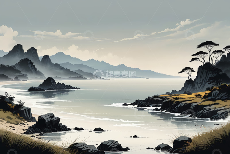 高清大图下载【趣麦麦图】海边山景自然风光