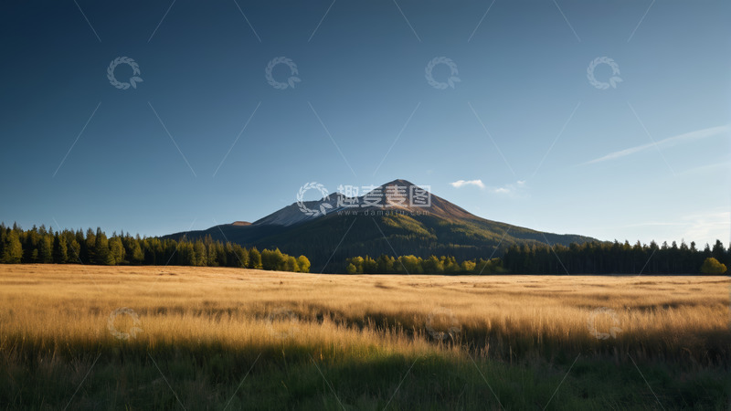 高清大图下载【趣麦麦图】草原山林与远山风景