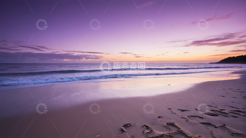 高清大图下载【趣麦麦图】海滩黄昏海景