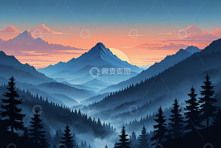 山林日出自然风光