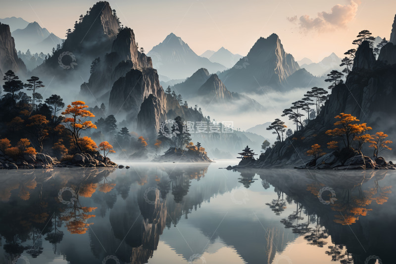 高清大图下载【趣麦麦图】山水相依的自然风光