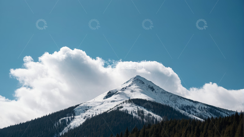 高清大图下载【趣麦麦图】雪山与蓝天白云自然风光