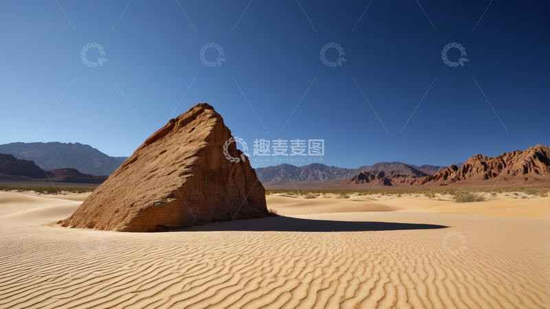 高清大图下载【趣麦麦图】沙漠中的孤立岩石景观