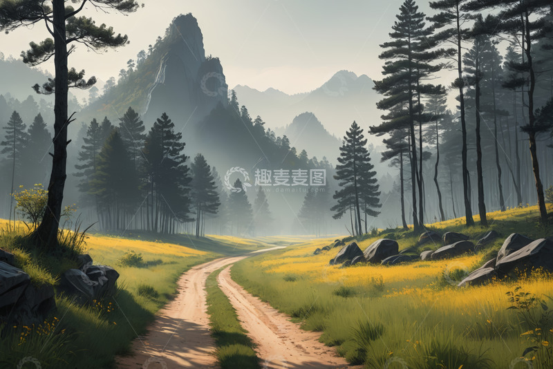高清大图下载【趣麦麦图】林间小道自然风光