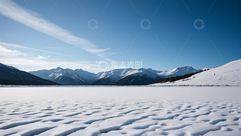 高清大图下载【趣麦麦图】雪山下的广阔雪地景观